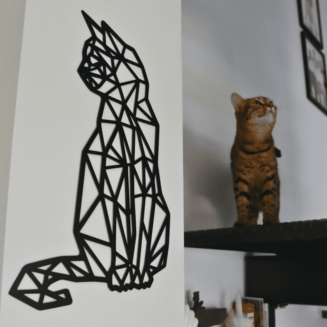 Décoration murale en métal - Chat géométrique - La P'tite Fabrik