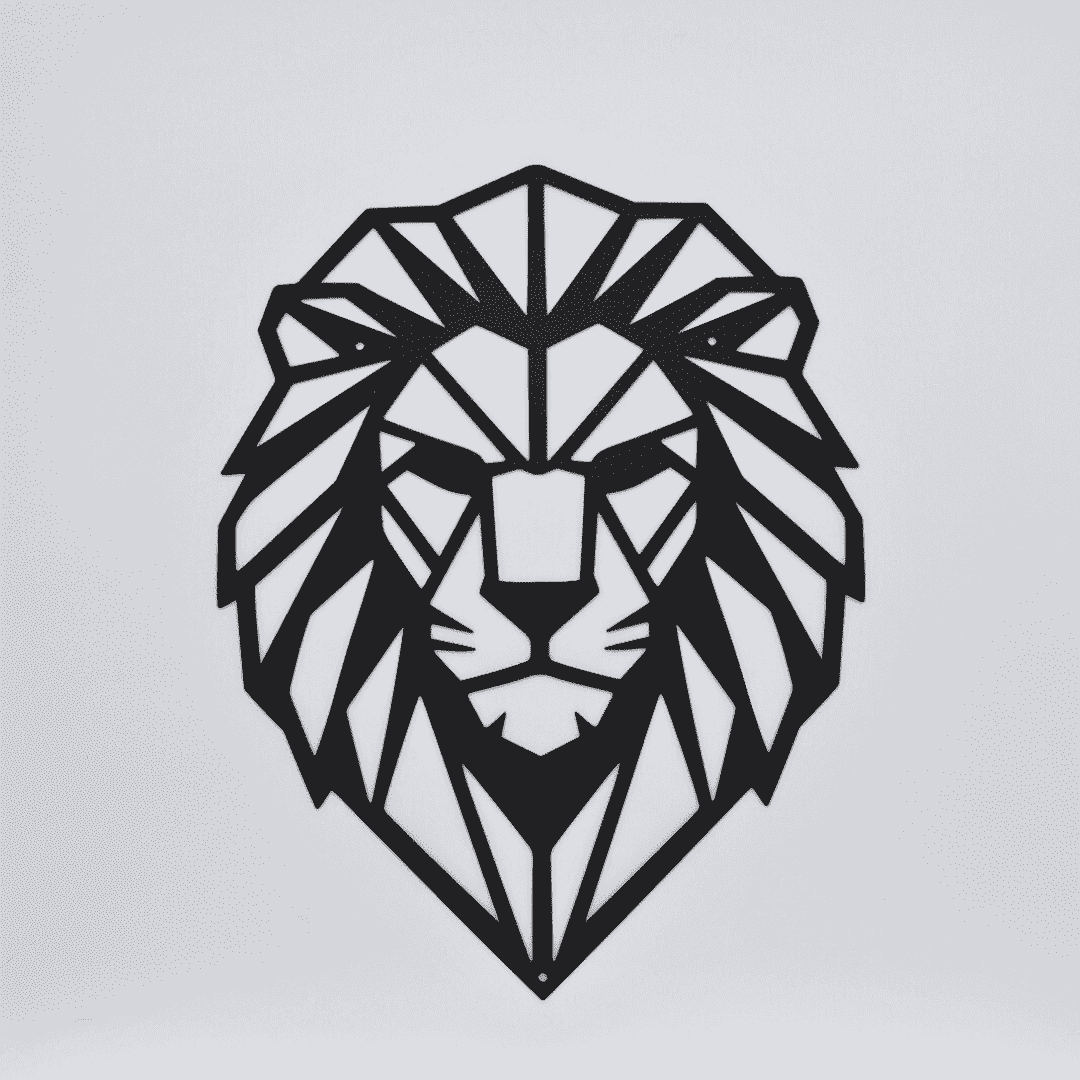 Décoration murale en métal - Tête de lion géométrique - La P'tite Fabrik