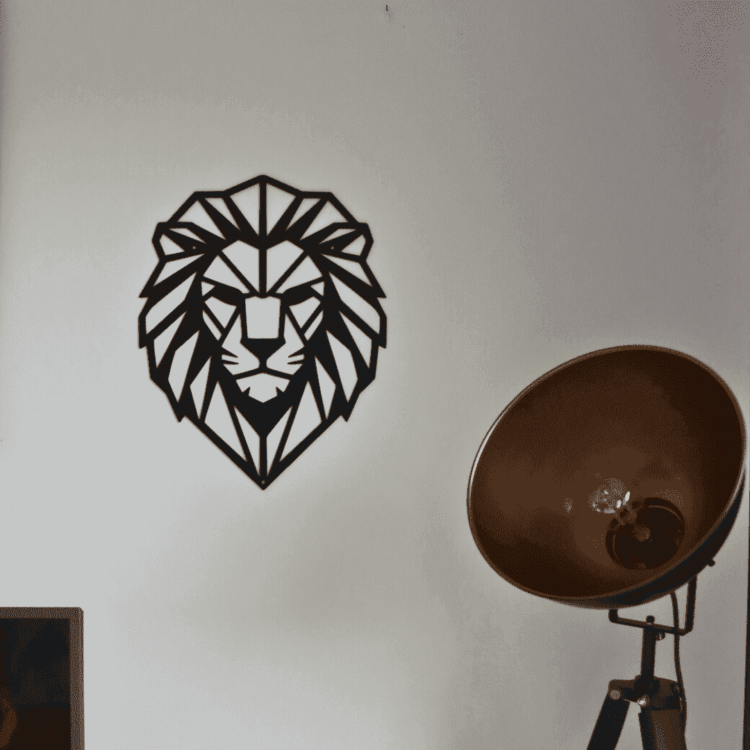 Décoration murale en métal - Tête de lion géométrique - La P'tite Fabrik