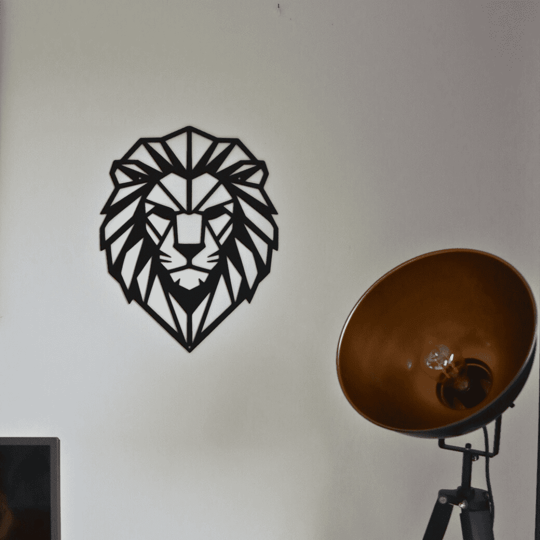 Décoration murale en métal - Tête de lion géométrique - La P'tite Fabrik