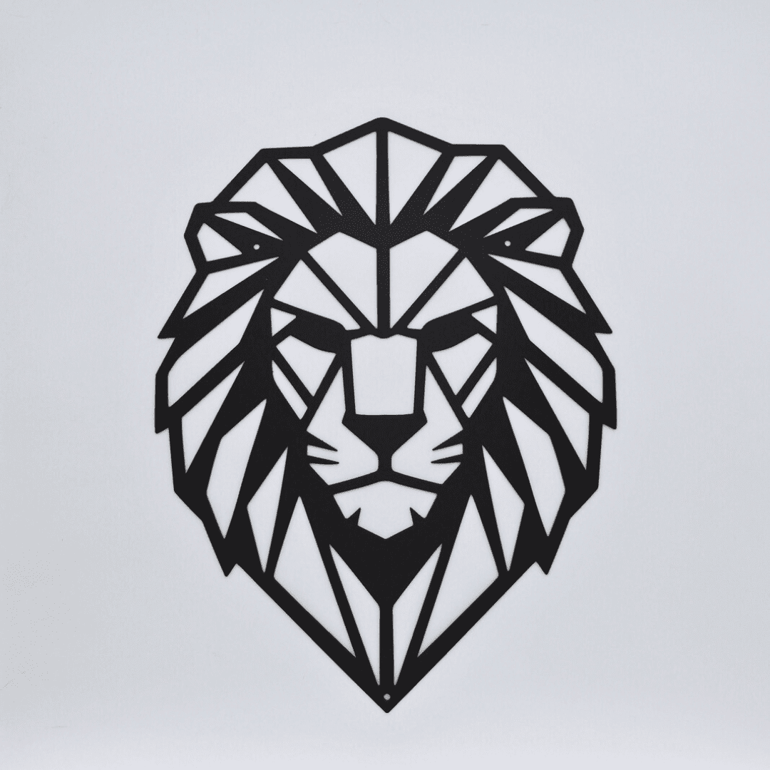 Décoration murale en métal - Tête de lion géométrique - La P'tite Fabrik